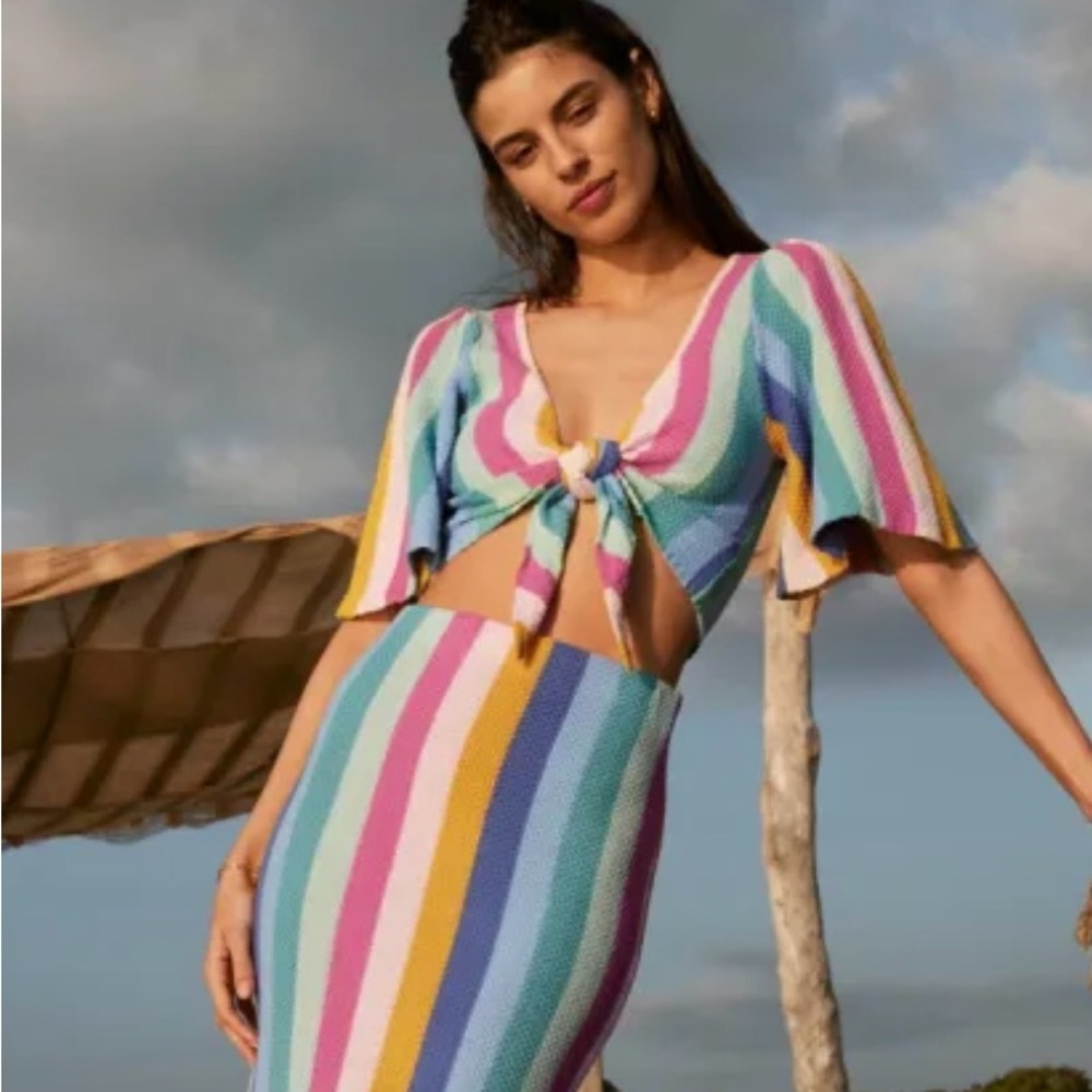 Iman Prism Rainbow Tie Sweater